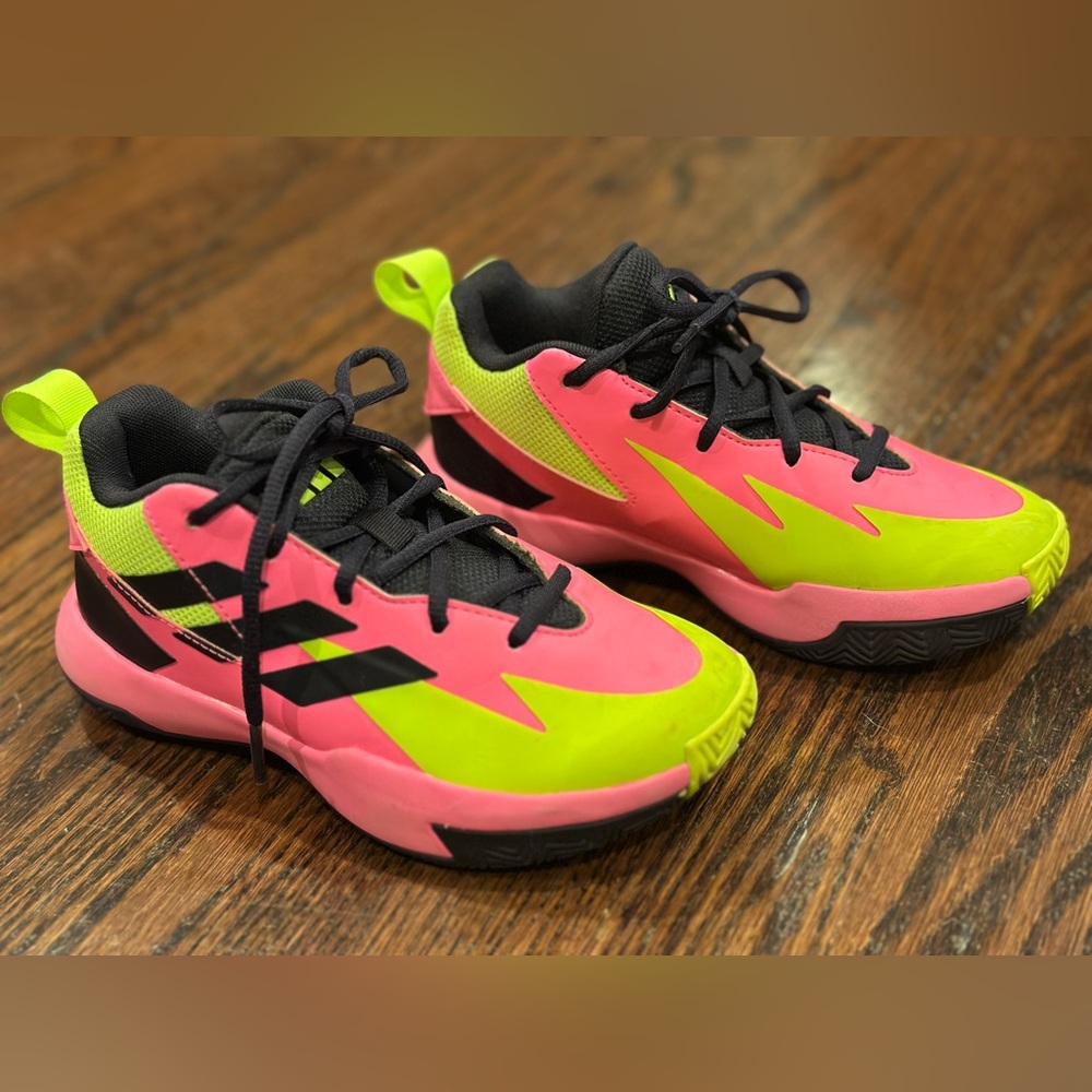 Adidas Kids' Neon Pink and Yellow Sneakers/ Basketball shoes
